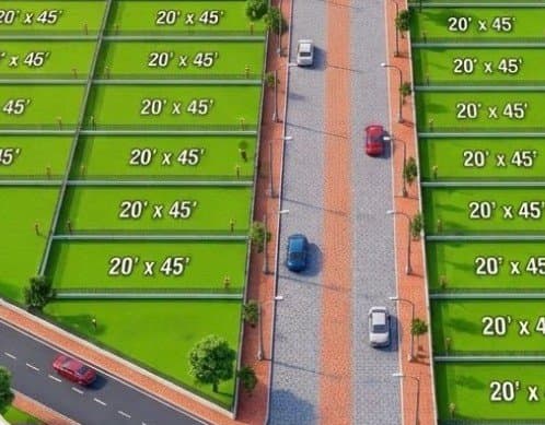 Aerial view of 100 gaj plots